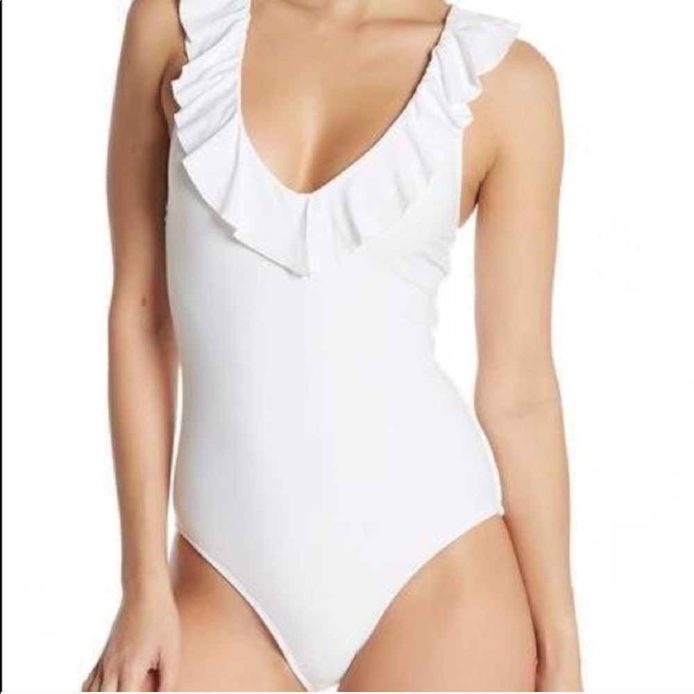 Free Press Dani Ruffle White One Piece w/T…